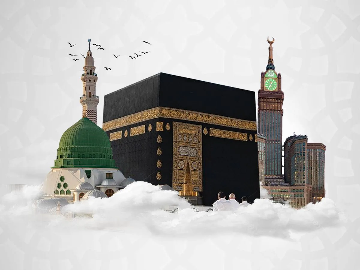Jamaah umroh Multazam di Tanah Suci, dipandang melalui lengkung masjid